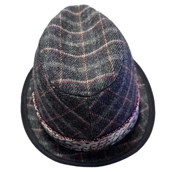 Robert Graham Men's Silk Wool Cotton Blend Plaid Fedora Hat Size MEDIUM - Picture 6 of 10